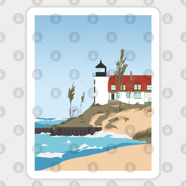 Lighthouse on Lake Michigan Sticker by lymancreativeco